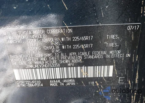 2017 Toyota Rav4 Hybrid Xle z USA, uszkodzony, nr VIN JTMRJREV2HD153058